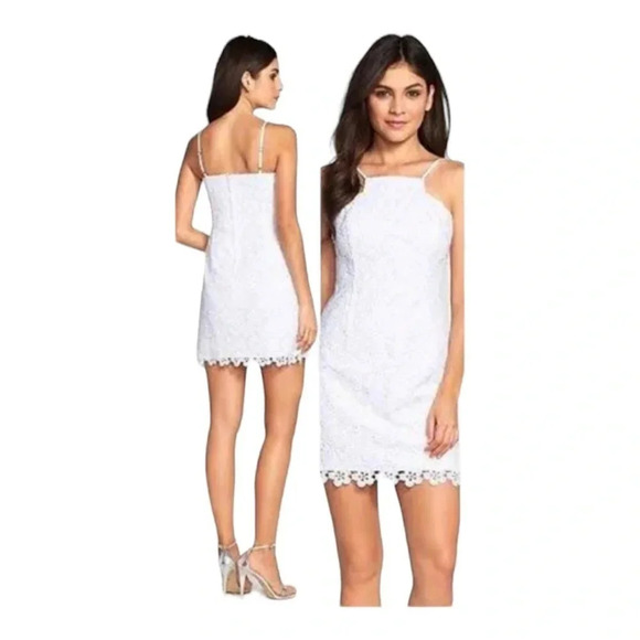 Lilly Pulitzer Katie Cut Out‎ Daisy Resort Irradecent White Floral Lace Dress - Picture 1 of 10